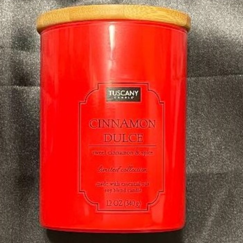 NEW TUSCANY CANDLE LIMITED COLLECTION ~ CINNAMON DULCE ESSENTIAL OILS SOY CANDLE